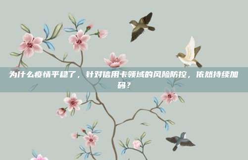 为什么疫情平稳了，针对信用卡领域的风险防控，依然持续加码？