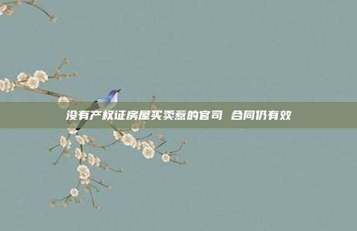 没有产权证房屋买卖惹的官司 合同仍有效