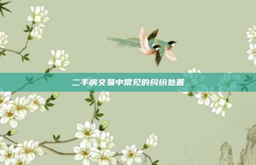 二手房交易中常见的纠纷处置