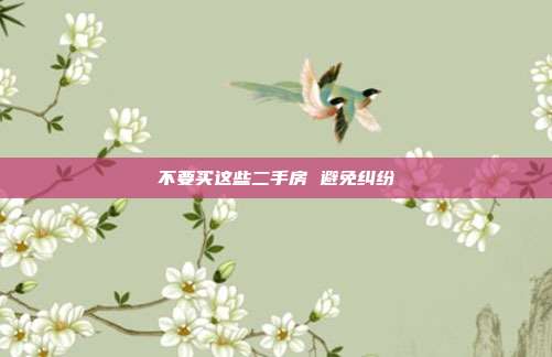 不要买这些二手房 避免纠纷