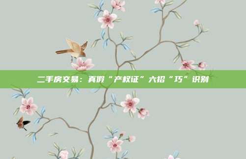 二手房交易：真假“产权证”六招“巧”识别