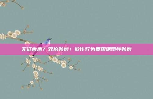 无证售房？双倍赔偿！欺诈行为要用惩罚性赔偿