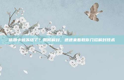 信用卡被冻结了？如何解封，速速来看教你几招解封技术