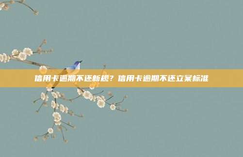 信用卡逾期不还新规？信用卡逾期不还立案标准