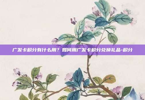 广发卡积分有什么用？如何用广发卡积分兑换礼品-积分