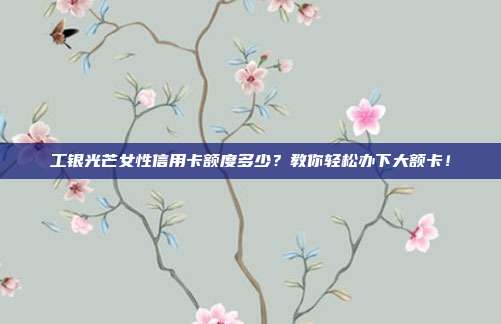 工银光芒女性信用卡额度多少？教你轻松办下大额卡！