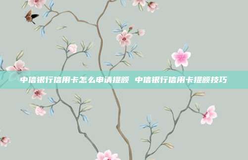 中信银行信用卡怎么申请提额 中信银行信用卡提额技巧