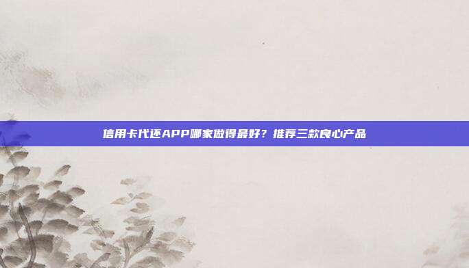 信用卡代还APP哪家做得最好？推荐三款良心产品