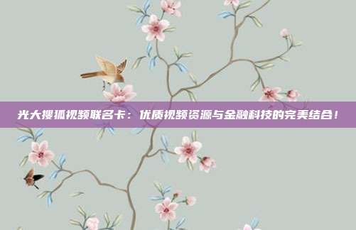 光大搜狐视频联名卡：优质视频资源与金融科技的完美结合！