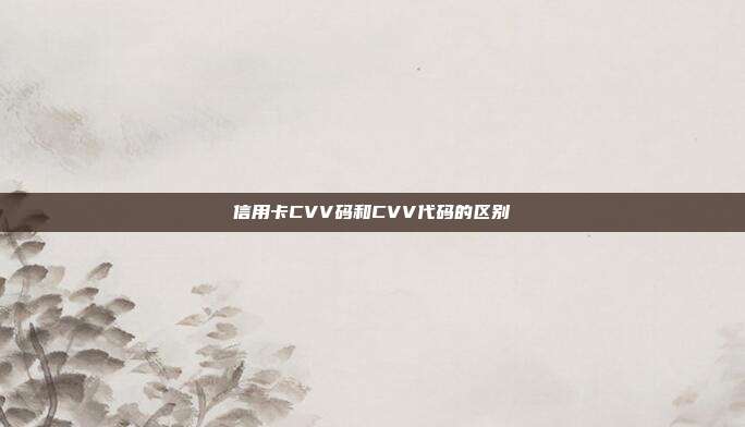 信用卡CVV码和CVV代码的区别