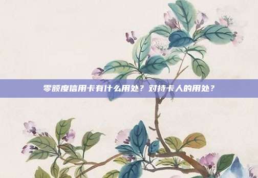 零额度信用卡有什么用处？对持卡人的用处？