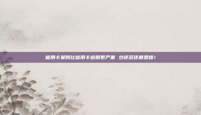 信用卡呆账比信用卡逾期更严重 少还多还都是错！
