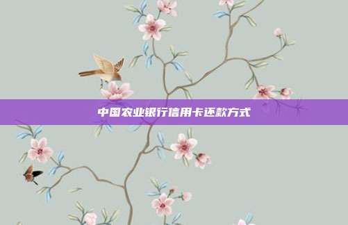 中国农业银行信用卡还款方式