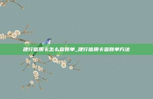 建行信用卡怎么查账单_建行信用卡查账单方法