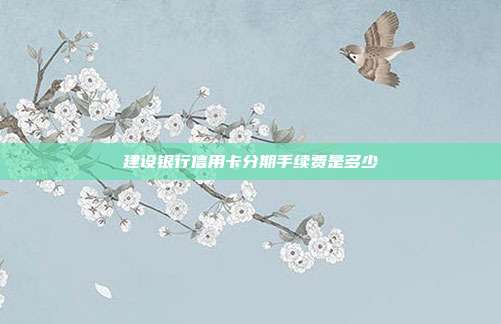 建设银行信用卡分期手续费是多少